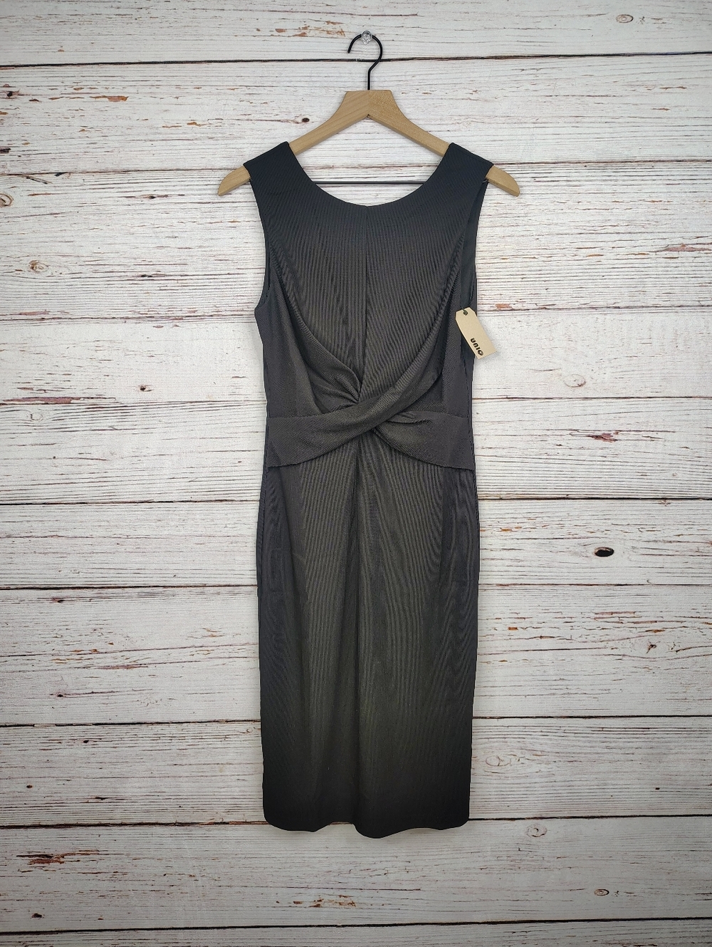 Uniq Sleeveless Knot-Front Black Sheath Dress
